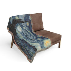 Starry Night Woven Blanket | Van Gogh Inspired Tapestry Throw