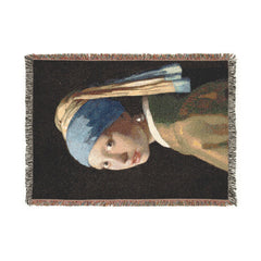 Girl with a Pearl Earring Woven Blanket | Classic Vermeer Tapestry Throw
