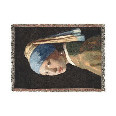 Girl with a Pearl Earring Woven Blanket | Classic Vermeer Tapestry Throw