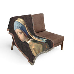 Girl with a Pearl Earring Woven Blanket | Classic Vermeer Tapestry Throw