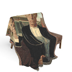 American Gothic painting Woven Blanket | farmhouse art throw