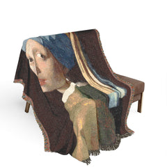 Girl with a Pearl Earring Woven Blanket | Classic Vermeer Tapestry Throw