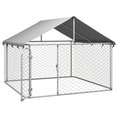 Outdoor Dog Kennel with Roof 78.7"x78.7"x59.1
