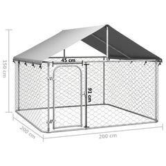 Outdoor Dog Kennel with Roof 78.7"x78.7"x59.1