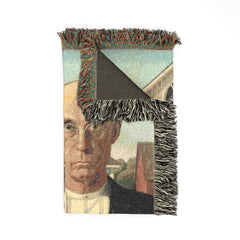 American Gothic painting Woven Blanket | farmhouse art throw
