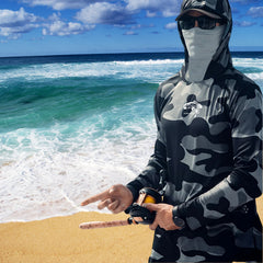 Fishing Hoodie Face Mask for Summer Men Long Sleeve Sun Protection Hunting Jersey Camisa De Pesca Performance Fish Gear, Climbing Uniform