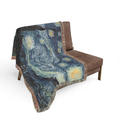 Starry Night Woven Blanket | Van Gogh Inspired Tapestry Throw