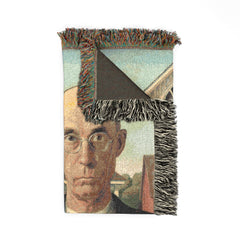 American Gothic painting Woven Blanket | farmhouse art throw