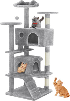Pink Cat Tree Tower - Multi-level With Sisal Grab Post, Plush enclosures With Ladder, Plush Toys