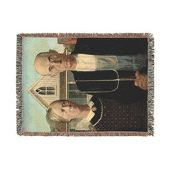 American Gothic painting Woven Blanket | farmhouse art throw