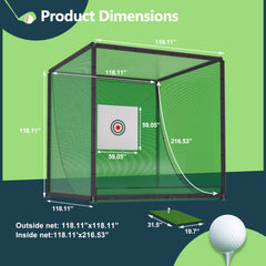 Golf Practice Net Cage,10 X 10 X 10FT Metal Frame Hitting Net Kit For Backyard,Golf Batting Cage Netting Golf Training Simulators For Home