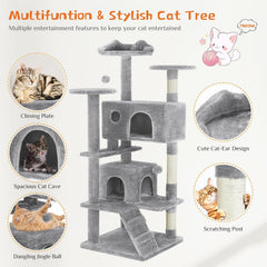 Pink Cat Tree Tower - Multi-level With Sisal Grab Post, Plush enclosures With Ladder, Plush Toys