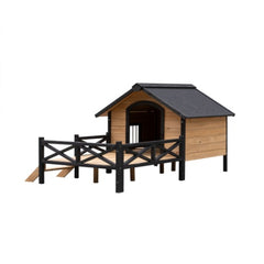 Heavy Duty Outdoor Large Wooden Cabin House Style Wooden Dog Kennel With Porch