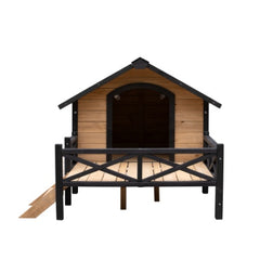 Heavy Duty Outdoor Large Wooden Cabin House Style Wooden Dog Kennel With Porch
