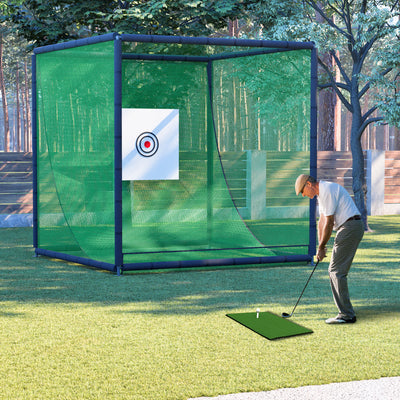 Golf Practice Net Cage,10 X 10 X 10FT Metal Frame Hitting Net Kit For Backyard,Golf Batting Cage Netting Golf Training Simulators For Home