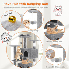 Pink Cat Tree Tower - Multi-level With Sisal Grab Post, Plush enclosures With Ladder, Plush Toys