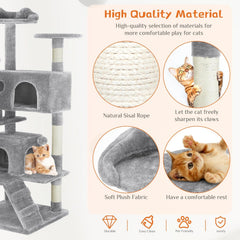 Pink Cat Tree Tower - Multi-level With Sisal Grab Post, Plush enclosures With Ladder, Plush Toys