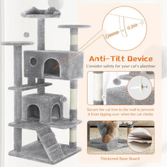 Pink Cat Tree Tower - Multi-level With Sisal Grab Post, Plush enclosures With Ladder, Plush Toys