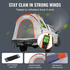 Truck Bed Tent, 5.5'-6' with Carry Bag, Waterproof PU2000mm Double Layer Truck Tent For Camping, Accommodate 2-3 Person, For Camping and Traveling