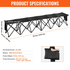 VEVOR 6 Seat Portable Folding Sport Bench Outdoor Camping Chair With Carry Bag